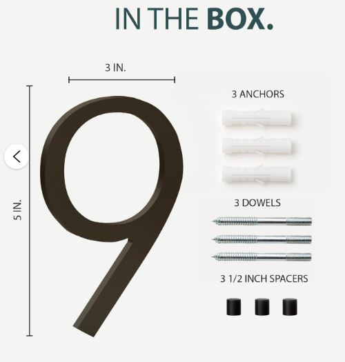 MEGA HANDLES 5" Wide House Numbers With Concealed Screws Floating Or Flush Installation Option