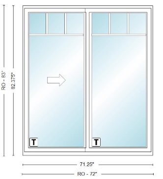 ANDERSEN NLGD60611-2 200 Series Narroline 71¼" X 82⅜ Sliding/Gliding Dual Pane Low-E Tempered Stainless Glass 2 Panel Unassembled Patio Door Grilles/Screen Options