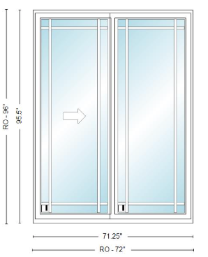 ANDERSEN NLGD6080-2 200 Series Narroline 71¼" X 95½ Sliding/Gliding Dual Pane Low-E Tempered Stainless Glass 2 Panel Unassembled Patio Door Grilles/Screen Options