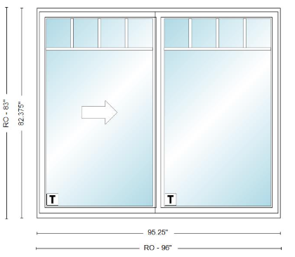 ANDERSEN NLGD80611-2 200 Series Narroline 95¼" X 82⅜ Sliding/Gliding Dual Pane Low-E Tempered Stainless Glass 2 Panel Unassembled Patio Door Grilles/Screen Options