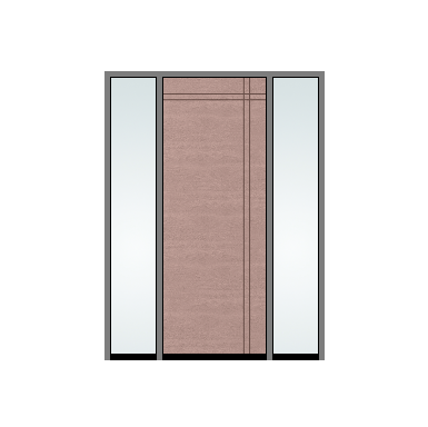 THERMATRU 3'0" X 6'8" Or 8'0" Classic Craft Walnut Grained Flush Exterior Prehung Door With 2 Clear Low-E Direct Set Sidelights