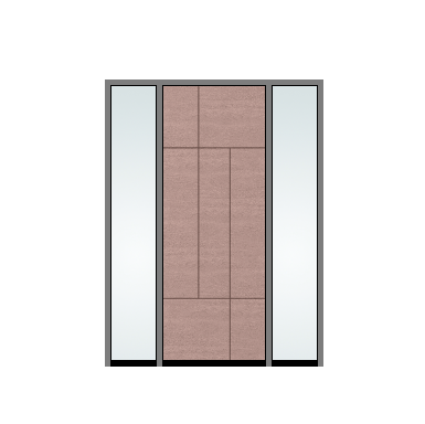 THERMATRU 3'0" X 6'8" Or 8'0" Classic Craft Walnut Grained Flush Exterior Prehung Door With 2 Clear Low-E Direct Set Sidelights CCW905/ CCW8905/DRS82131SL-LE