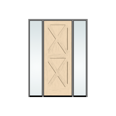 THERMATRU 3'0" X 6'8" Classic Craft American Fir Panel Exterior Prehung Door With 2 Clear Low-E Direct Set Sidelights