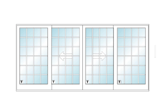 ANDERSEN FWG16080 400 Series 189" X 95½" Frenchwood Sliding/Gliding Vinyl Exterior Wood Interior Dual Pane Low-E Tempered Argon Fill Glass 4 Panel Patio Door Grilles/Screen