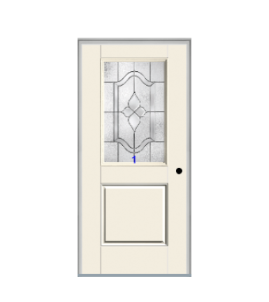 THERMATRU 6'8" Smooth Star Fiberglass Half Lite Insulated Glass Exterior Prehung Door S6021