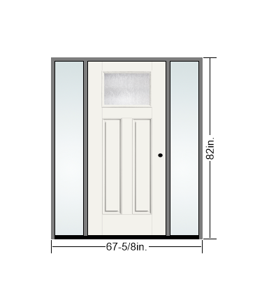 THERMATRU 6'8" Or 8'0" Smooth Star Fiberglass Craftsman Flat Panel Insulated Glass Exterior Prehung Door With 14" Direct Set Sidelite S601-LE,S8601-LE