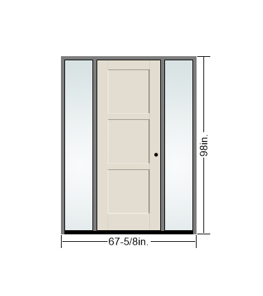 THERMATRU 6'8" Or 8'0" Smooth Star Fiberglass Panel Exterior Prehung Door With Direct Set Sidelites S5701-DDBF2,S85701-DDBF2
