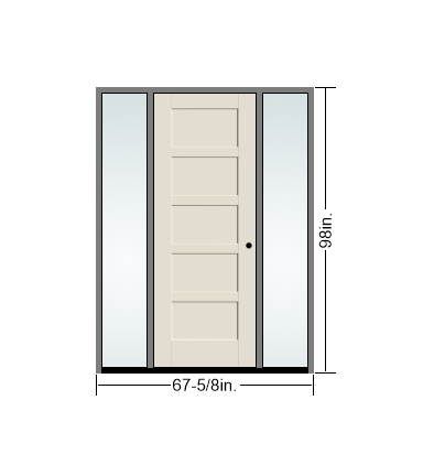 THERMATRU 6'8" Or 8'0" Smooth Star Fiberglass Panel Exterior Prehung Door With 14" Direct Set Sidelites S5721-DDBF2, S85721-DDBF2