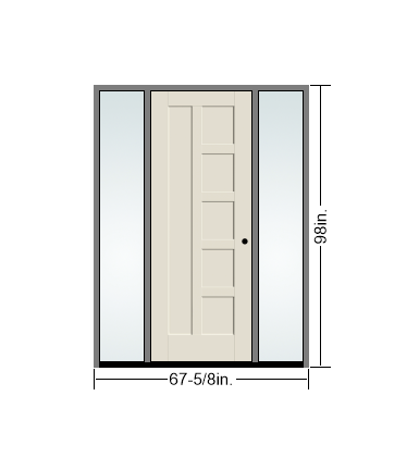 THERMATRU 6'8" Or 8'0" Smooth Star Fiberglass Panel Exterior Prehung Door With Direct Set Sidelites S3401L-DDBF2, S83401L-DDBF2