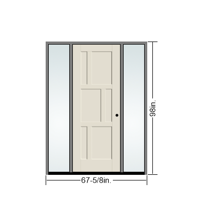 THERMATRU 6'8" Or 8'0" Smooth Star Fiberglass Panel Exterior Prehung Door With Direct Set Sidelites S3501L-DDBF2, S83501L-DDBF2