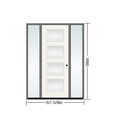 THERMATRU 6'8" Or 8'0" Smooth Star Fiberglass Contemporary Ari Insulated Glass Exterior Prehung Door With 14" Direct Set Sidelites