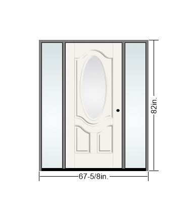 THERMATRU 6'8" Smooth Star Fiberglass 3/4 Oval Insulated Glass Exterior Prehung Door With 14" Direct Set Sidelites S770-LE