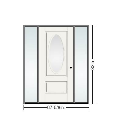 THERMATRU 6'8" Smooth Star Fiberglass 3/4 Oval Insulated Glass Exterior Prehung Door With 14" Direct Set Sidelites S992-LE