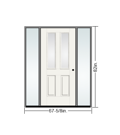 THERMATRU 6'8" Smooth Star Fiberglass Multi Lite Insulated Glass Exterior Prehung Door With 14" Direct Set Sidelites S289-LE