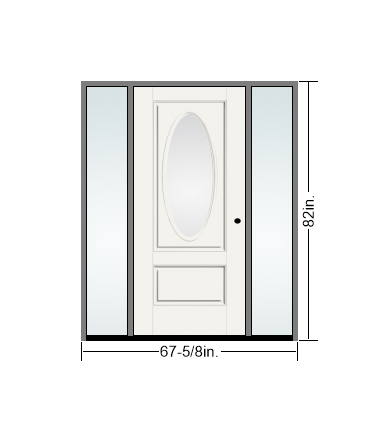 THERMATRU 6'8" Smooth Star Fiberglass 3/4 Oval Insulated Glass Exterior Prehung Door With Direct Set 14" Sidelites S6080-LE