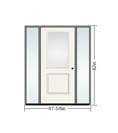 THERMATRU 6'8" Smooth Star Fiberglass Half Lite Insulated Glass Exterior Prehung Door With 14" Direct Set Sidelites S6021