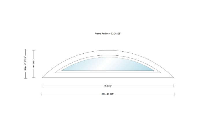 Andersen 400 Series Specialty Eyebrow Fixed Window Double Hung Frame Cladding Vinyl Exterior Wood Interior Low-E4 Argon Dual Pane Tempered Optional FCD28, FCD30 Or FCD38