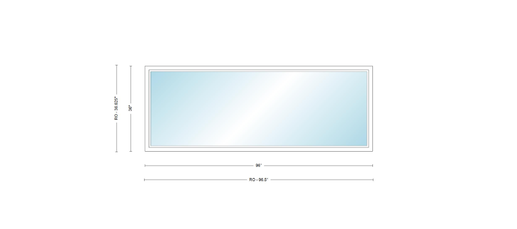 Andersen 400 Series Specialty Rectangle Window 96" Wide Fixed Vinyl Exterior Wood Interior Low-E4 Dual Pane Argon Full Glass Tempered Option