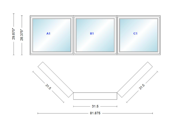 Andersen 400 Series Casement Bay Window Left-Stationary-Right 81 7