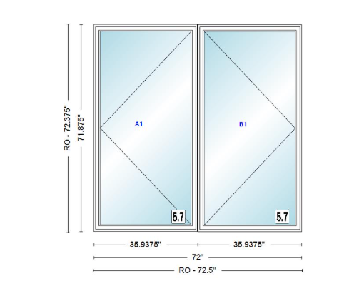 ANDERSEN Windows 400 Series Twin Casement 72" Wide Vinyl Exterior Wood Interior New Construction Low-E4 Dual Pane Argon Fill Glass Full Screens/Grilles/Tempered Optional