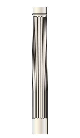 Turncraft 8" X 8' Poly Classic Fluted Round Tapered Column (Tuscan/Colonial Cap And Base Option)