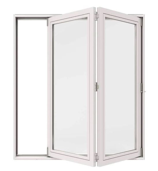 JELDWEN F-2500 6'0 X 6'5" Fiberglass Smooth 2 Panel White Folding Bifold Patio Door