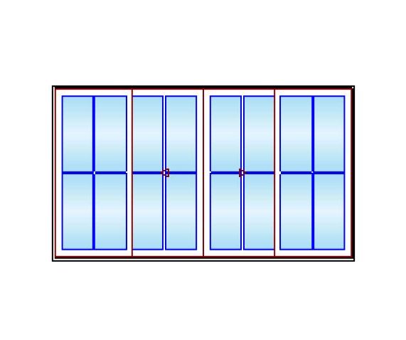 MARVIN Modern 4 Panel Sliding Patio Door OXXO 140.5" X 79.25" High Density Fiberglass Exterior Extruded Aluminum Interior Clear Tempered Glass Low-E2 With Argon Grilles/Screen Optional