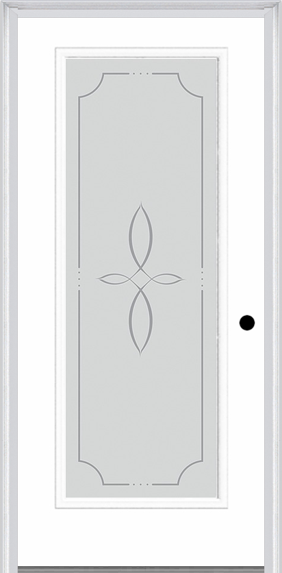 MMI Full Lite 6'8" Fiberglass Smooth Trace SilkScreen Decorative Glass Exterior Prehung Door 686