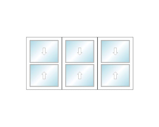 MI WINDOWS 1556 Triple Double Hung 94.75" Wide New Construction Vinyl White Or Almond Low-E Argon Full Screen Optional
