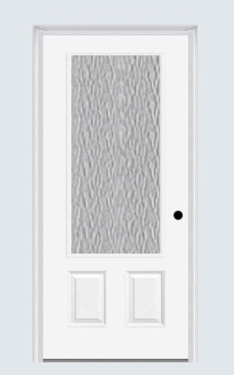 MMI 3/4 Lite 2 Panels 3'0" X 6'8" Fiberglass Smooth Textured/Privacy Glass Exterior Prehung Door 607/610