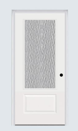 MMI 3/4 Lite 1 Panel 3'0" X 6'8" Fiberglass Smooth Textured/Privacy Glass Exterior Prehung Door 608