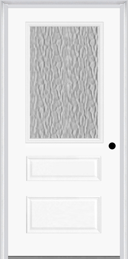 MMI 1/2 Lite Horizontal 2 Panel 3'0" X 6'8" Fiberglass Smooth Textured/Privacy Glass Exterior Prehung Door 631