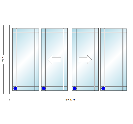 MI V3000 Series 12'0" X 6'8" Vinyl 4 Panel OXXO Sliding/Gliding Clear Dual Pane Low-E Argon Tempered Glass Knocked Down Patio Door 1617 Grilles/Screen Optional