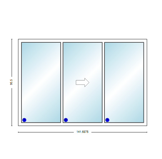 MI V3000 Series 12'0" X 8'0" Vinyl 3 Panel White Sliding/Gliding Clear Dual Pane HP Low-E Argon Tempered Glass Knocked Down Patio Door 1617 Grilles/Screen Optional