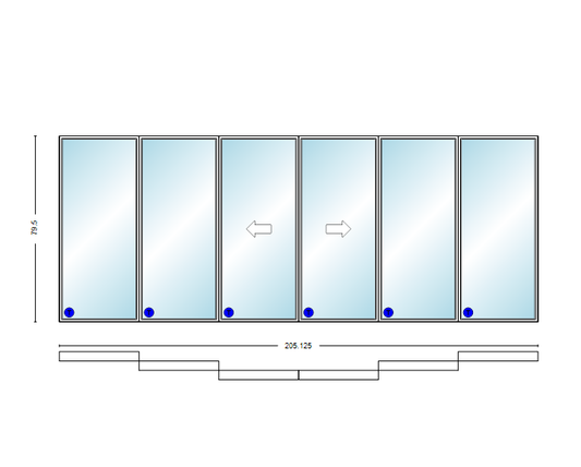 MI V3000 Series 17'0" X 6'8" Vinyl 6 Panel Multi-Slide White OIXXIO Sliding/Gliding Low-E Clear Dual Pane Tempered Glass Knocked Down Patio Door 1618 Screen/Grilles Optional