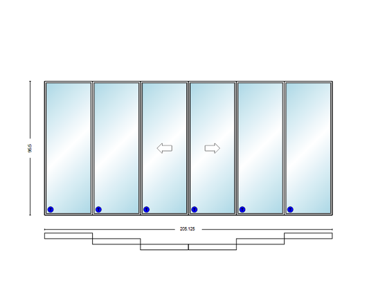 MI V3000 Series 17'0" X 8'0" Vinyl 6 Panel Multi-Slide White OIXXIO Sliding/Gliding HP Low-E Clear Dual Pane Tempered Glass Knocked Down Patio Door 1618 Screen/Grilles Optional