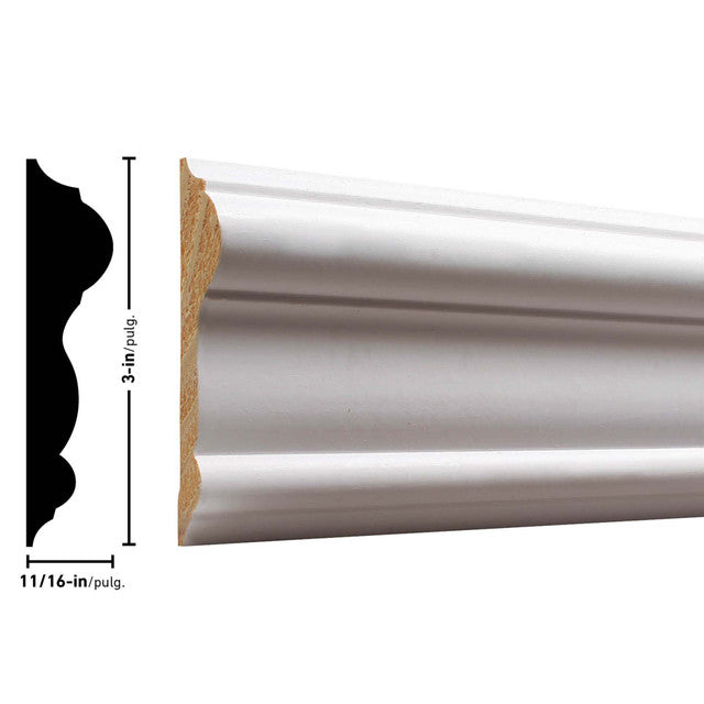 297 16' Primed Pine Or Primed MDF Chair Rail Molding (4-Value Pack)