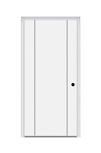 MMI Decorative Flush 6'8" Or 8'0" Fiberglass Smooth Finger Jointed Primed Exterior Prehung Door