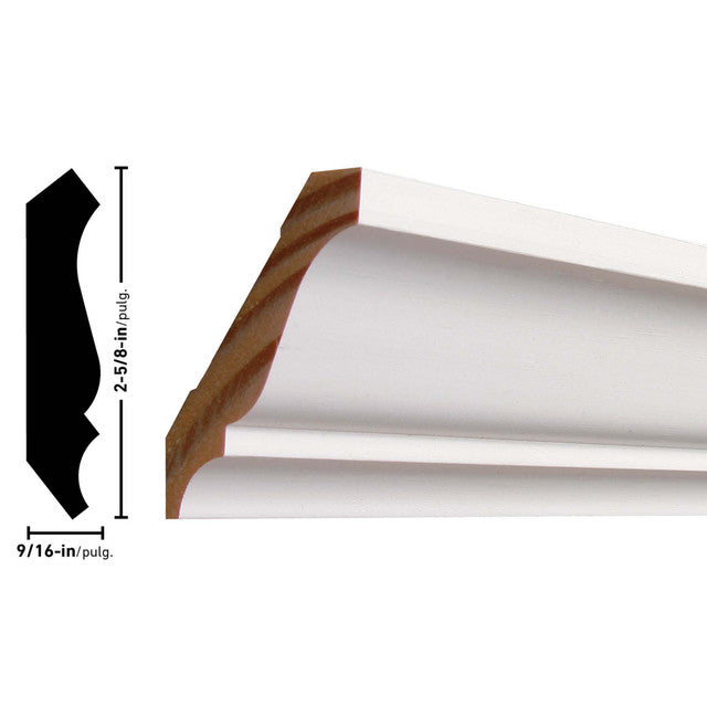 53 16' Primed Pine Standard Crown/Cove Molding (12-Value Pack