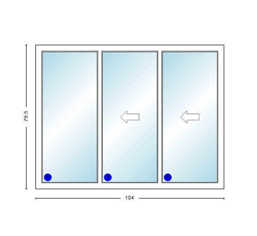 MI V3000 Series 8'8" X 6'8" Vinyl 3 Panel Multi-Slide White Sliding/Gliding Low-E Clear Dual Pane Tempered Glass Knocked Down Patio Door 1618 Grilles Optional