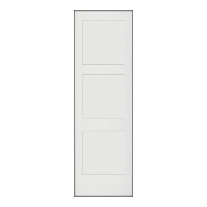 REEB 8'0 X 1-3/8 Or 1-3/4 3 Panel Equal Primed Flat Shaker
