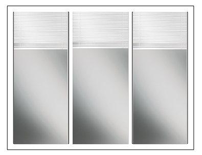 MI V3000 Series 9'0" X 6'8" Vinyl 3 Panel Sliding/Gliding Low-E Clear Dual Pane Tempered Glass With Rise/Lower Blinds/Shades Between The Glass Knocked Down Patio Door 1617 Screen Optional