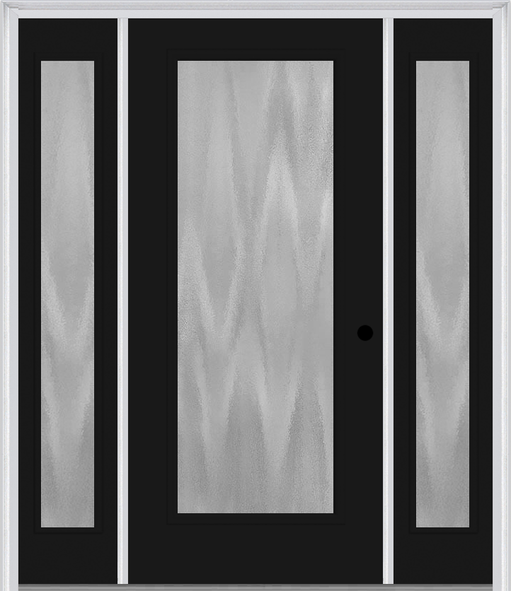 MMI Full Lite 3'0" X 6'8" Textured/Privacy Fiberglass Smooth Exterior Prehung Door With 2 Full Lite Textured/Privacy Glass Sidelights 686