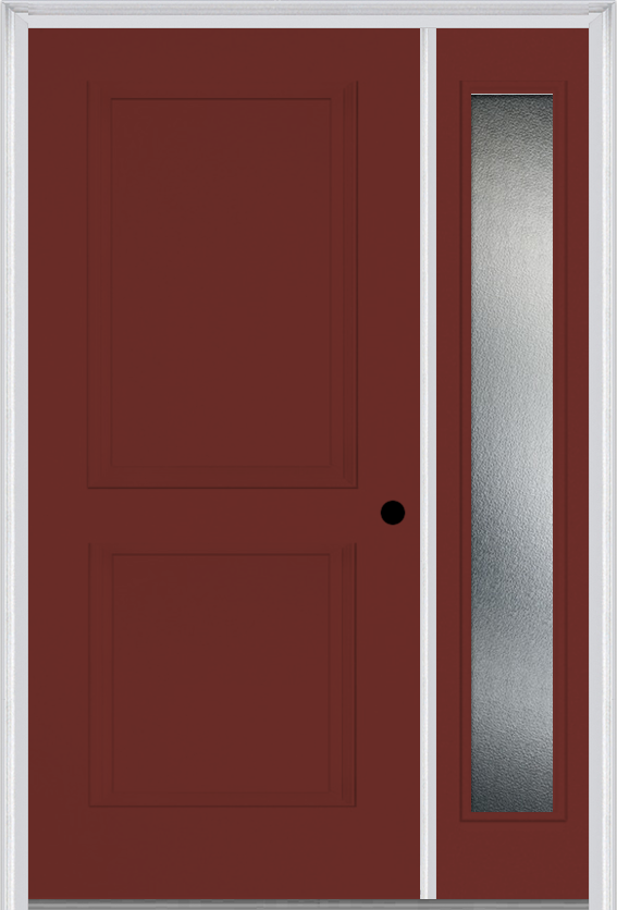 MMI TRUE 2 PANEL 3'0" X 6'8" FIBERGLASS SMOOTH EXTERIOR PREHUNG DOOR WITH 1 FULL LITE CLEAR OR PRIVACY/TEXTURED GLASS SIDELIGHT 20