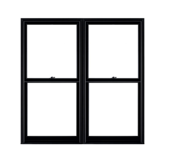 MARVIN Elevate Windows Double Twin Double Hung CN38 2 Ultrex Fiberglass Exterior Bare Pine Interior New Construction Low E2 Argon Tilt In Sash Full