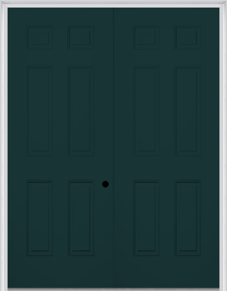 MMI TWIN/DOUBLE 6 PANEL 6'0" X 8'0" FIBERGLASS SMOOTH EXTERIOR PREHUNG DOOR 21