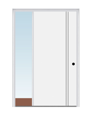 MMI Decorative Flush 3'0" X 6'8" Fiberglass Smooth Finger Jointed Primed Exterior Prehung Door With 1 Direct Set Sidelight