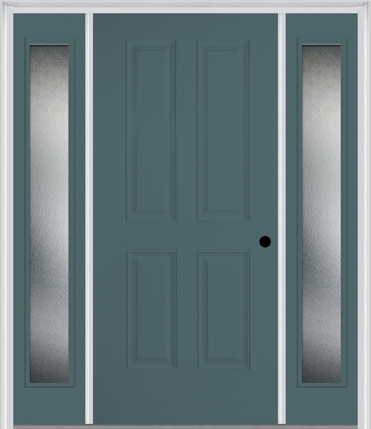 MMI TRUE 4 PANEL 3'0" X 6'8" FIBERGLASS SMOOTH EXTERIOR PREHUNG DOOR WITH 2 FULL LITE CLEAR OR PRIVACY/TEXTURED GLASS SIDELIGHTS 40