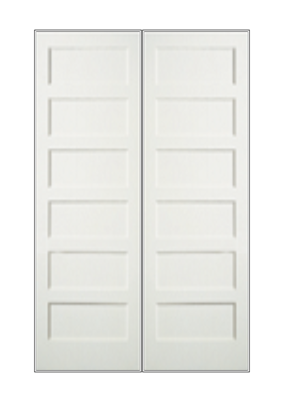 REEB Twin/Double 8'0 X 1-3/8 6 Panel Equal Primed Flat Shaker Sticking Interior Prehung Door PR8755