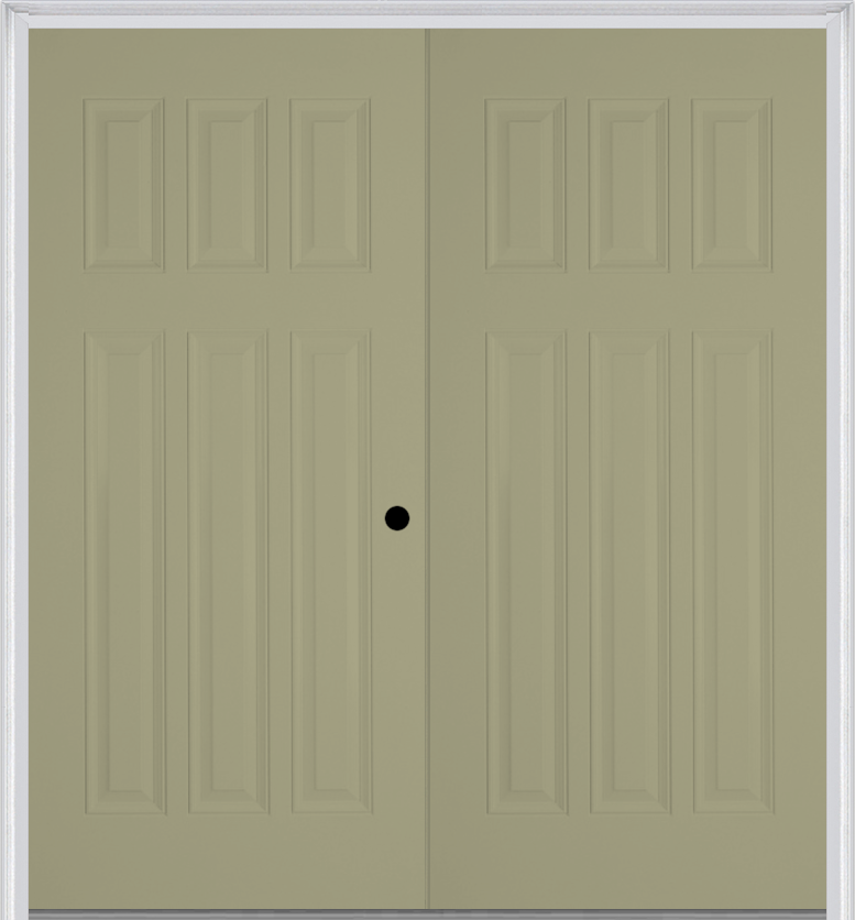 MMI TWIN/DOUBLE CRAFTSMAN 6 PANEL 6'0" X 6'8" FIBERGLASS SMOOTH EXTERIOR PREHUNG DOOR 400